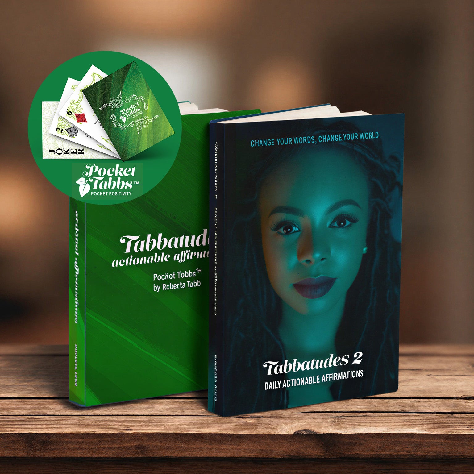 Two books titled 'Tabbaules' on a wooden surface with a blurred background
